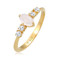 Gold Cincin Perhiasan Perak 925 Wanita Engagement Pink Quartz Gold Plated