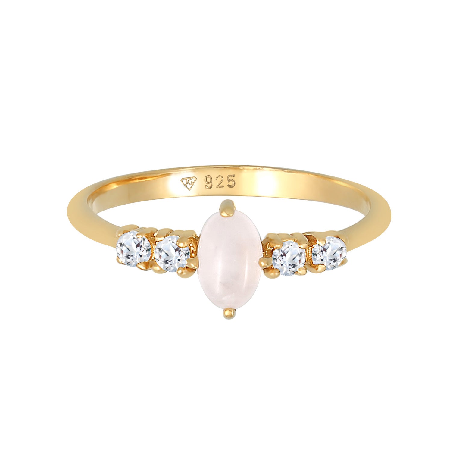 Gold Cincin Perhiasan Perak 925 Wanita Engagement Pink Quartz Gold Plated