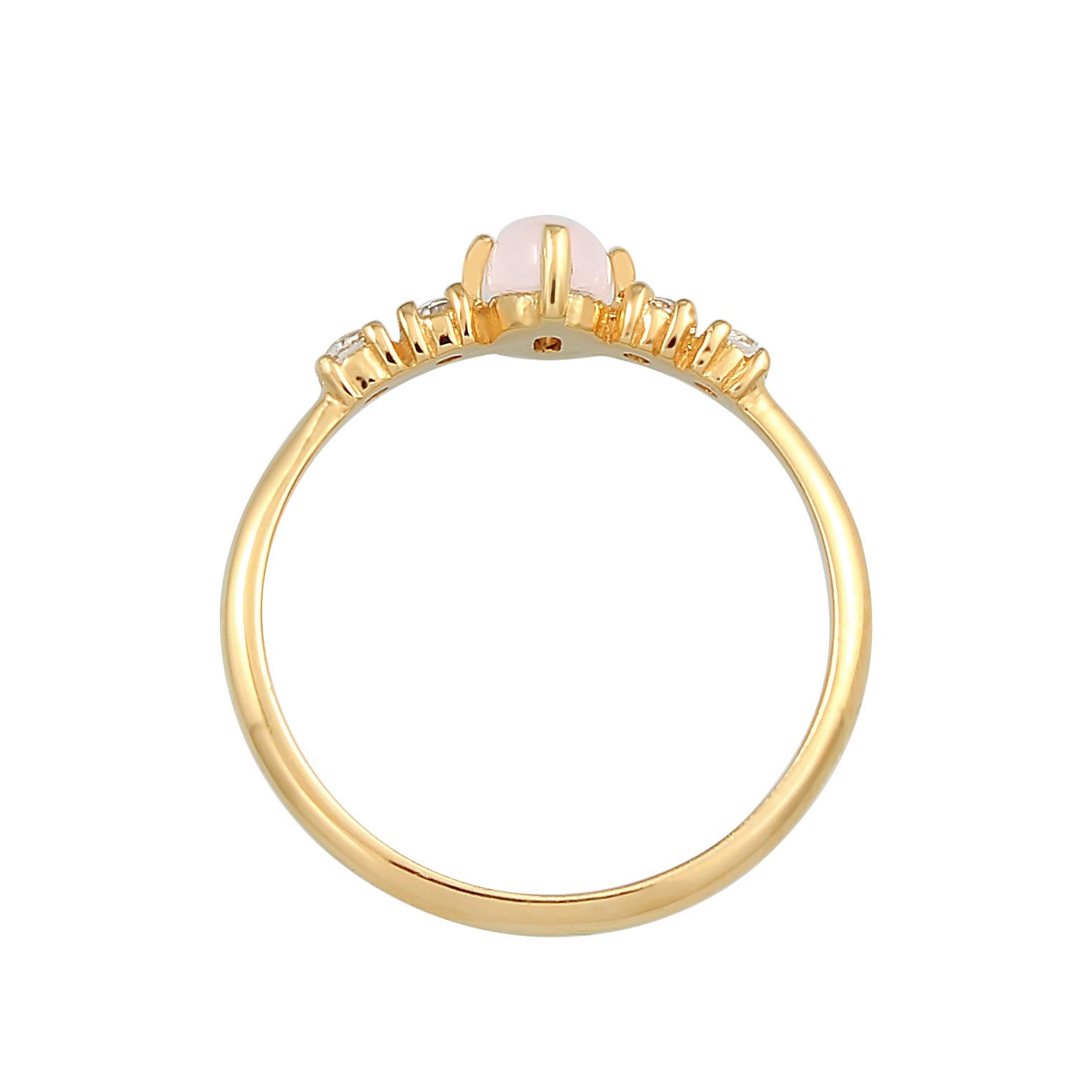 Gold Cincin Perhiasan Perak 925 Wanita Engagement Pink Quartz Gold Plated