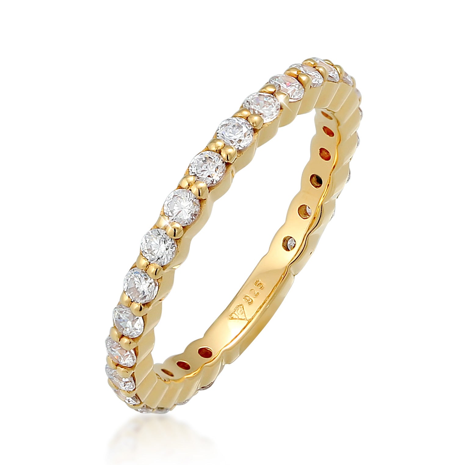 White Cincin Perhiasan Perak 925 Wanita Memoire Zirconia Gold Plated