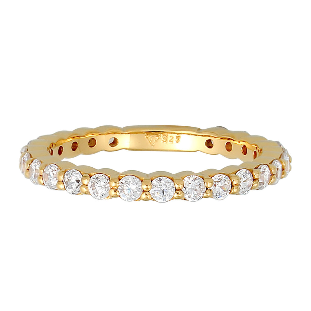 White - Elli | White Zirconia Eternity Band Ring 925 Silver Gold Plated
