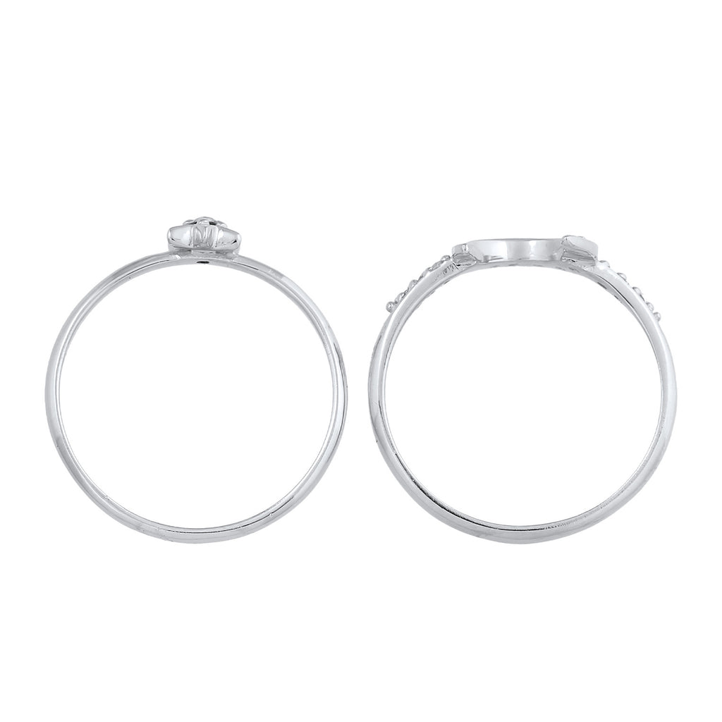 Silver Cincin Perhiasan Perak 925 Wanita Set Astro Zirconia