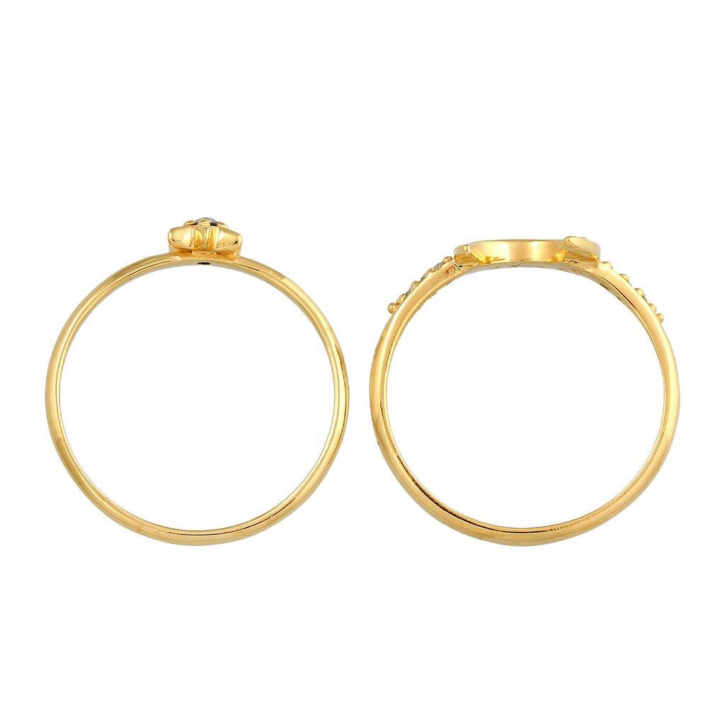 Gold Cincin Perhiasan Perak 925 Wanita Set Astro Zirconia Gold Plated