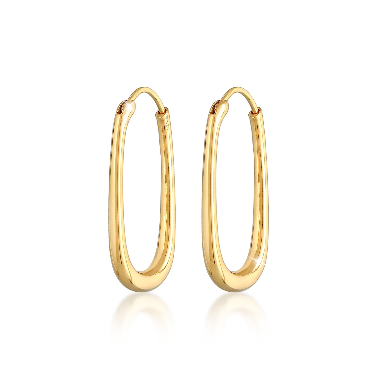 Gold Perhiasan Wanita Perak Asli - Silver Anting Creoles Oval Gold Plated