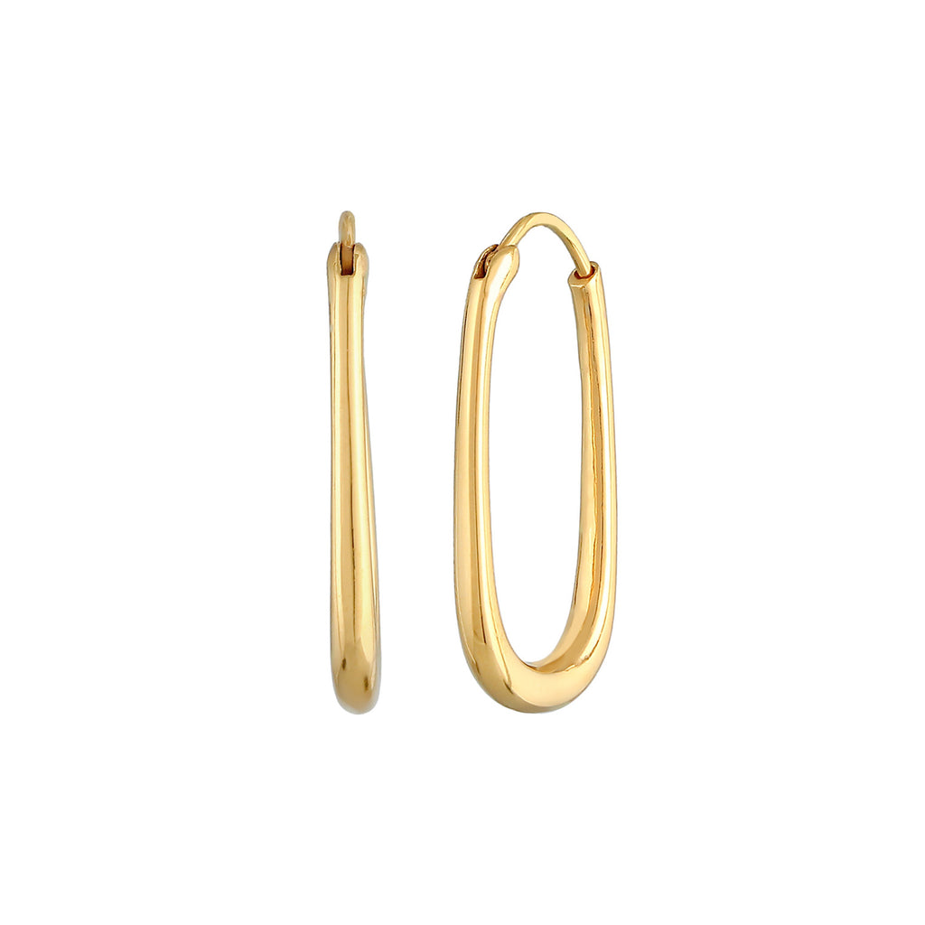 Gold Perhiasan Wanita Perak Asli - Silver Anting Creoles Oval Gold Plated