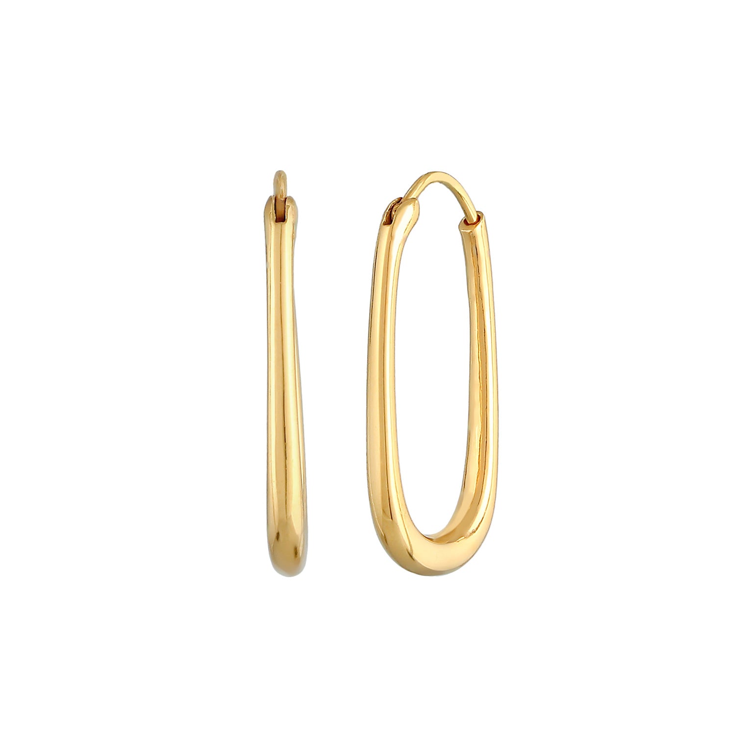 Gold Perhiasan Wanita Perak Asli - Silver Anting Creoles Oval Gold Plated