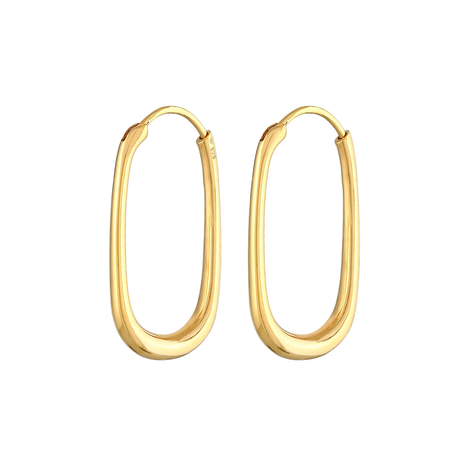 Gold Perhiasan Wanita Perak Asli - Silver Anting Creoles Oval Gold Plated
