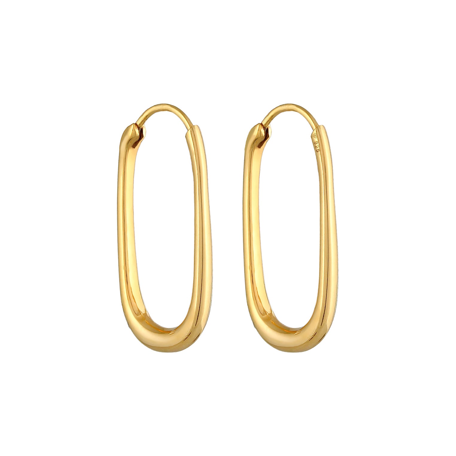 Gold Perhiasan Wanita Perak Asli - Silver Anting Creoles Oval Gold Plated