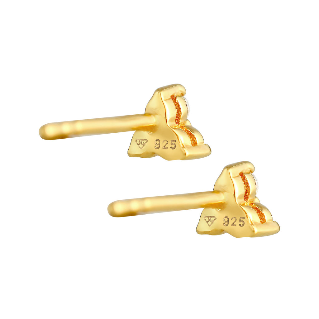 Gold Perhiasan Wanita Perak Asli - Silver Anting Triangle Trinity Zirconia Gold Plated