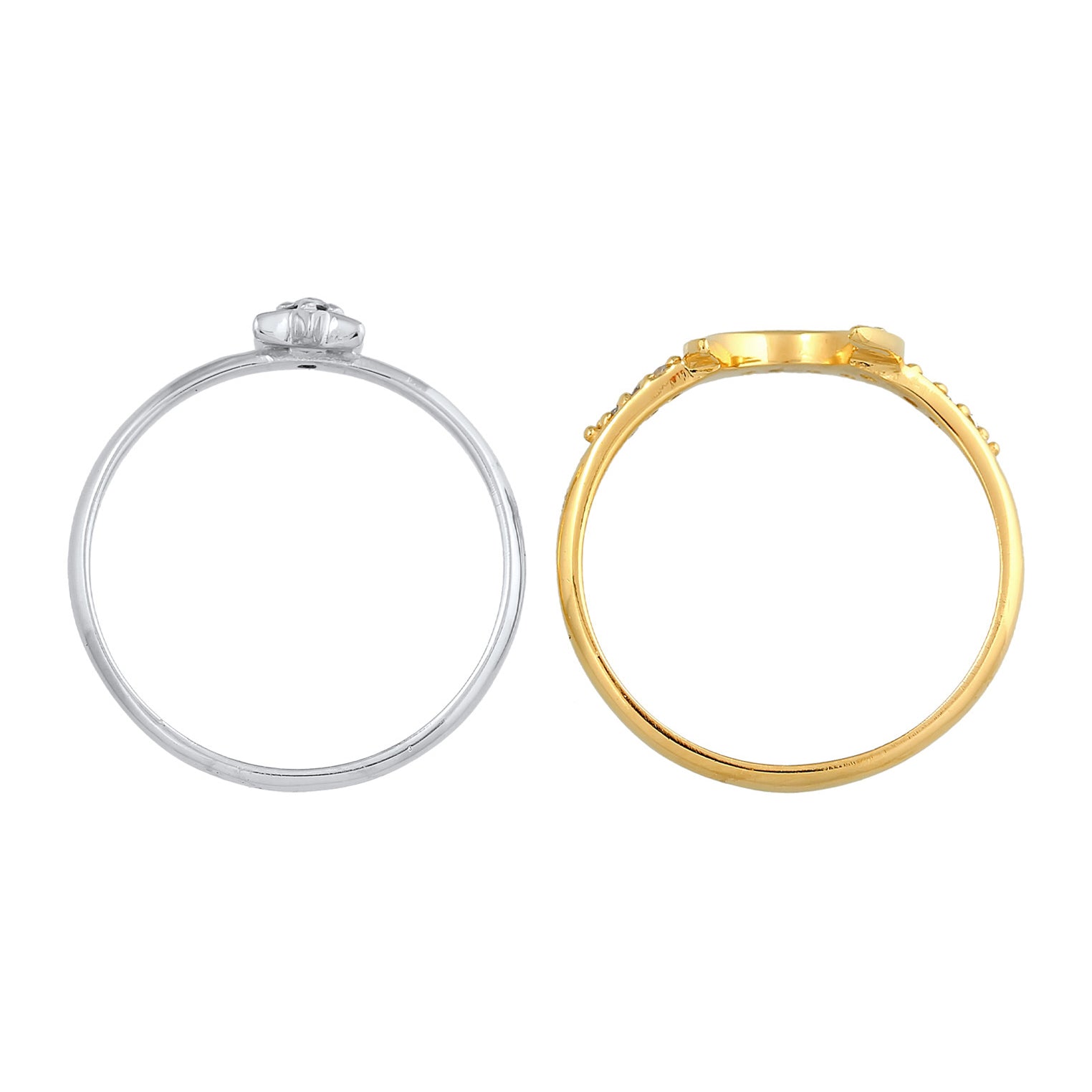 Colored Cincin Perhiasan Perak 925 Wanita Set Astro Zirconia Bicolor