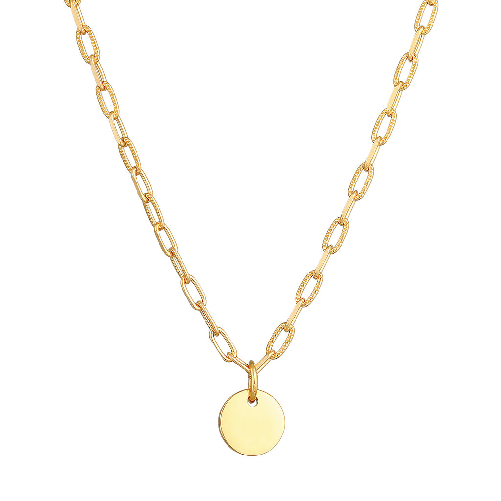 Gold Perhiasan Wanita Perak Asli - Silver Kalung  Plate Link Trend Basic Lapis Emas