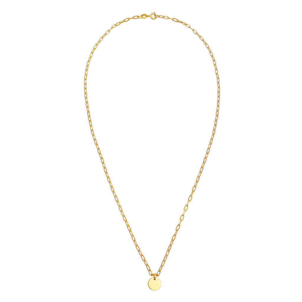Gold Perhiasan Wanita Perak Asli - Silver Kalung  Plate Link Trend Basic Lapis Emas