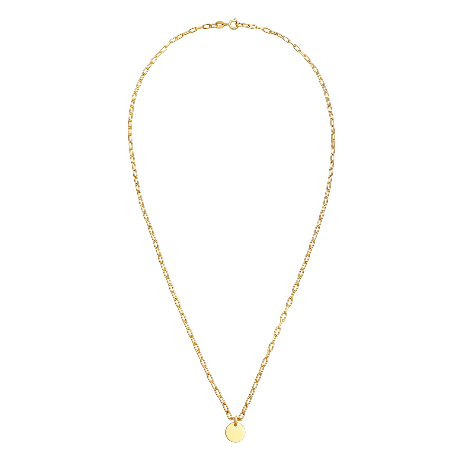 Gold Perhiasan Wanita Perak Asli - Silver Kalung  Plate Link Trend Basic Lapis Emas