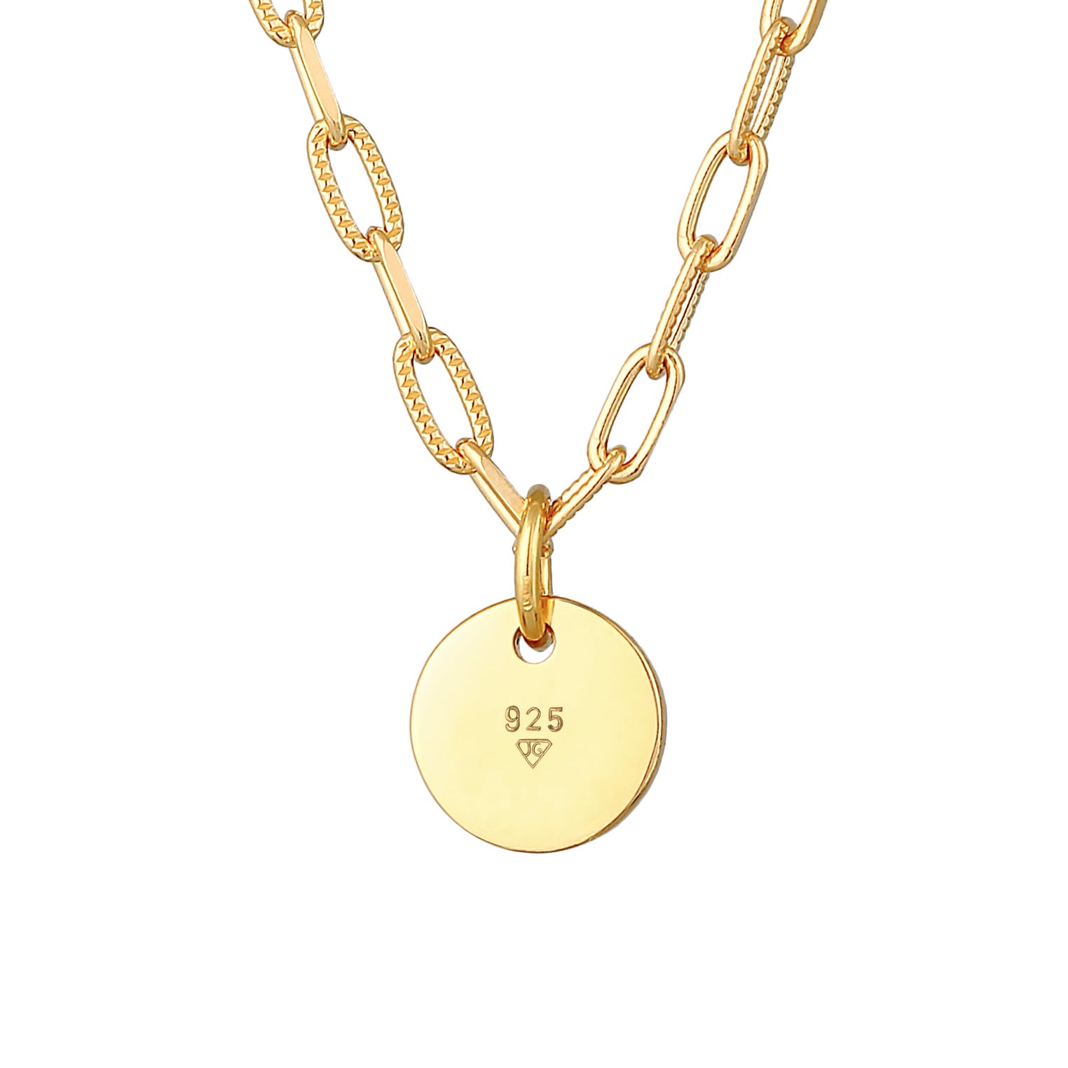 Gold Perhiasan Wanita Perak Asli - Silver Kalung  Plate Link Trend Basic Lapis Emas