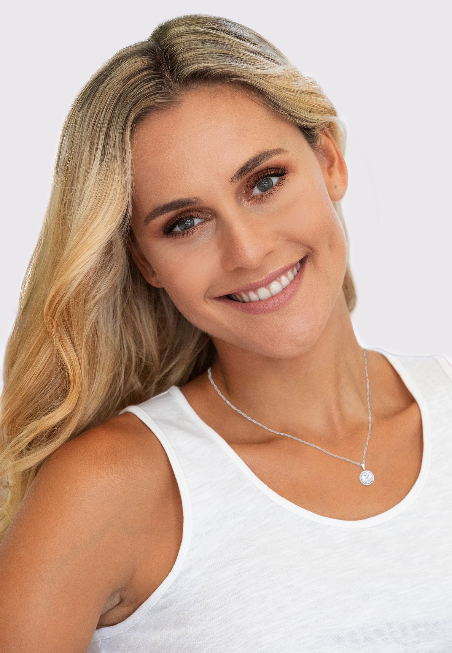 Silver Kalung Perhiasan Perak 925 Wanita Gemstone Moonstone