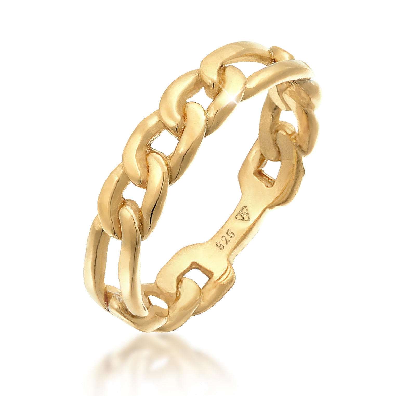 Gold Cincin Perhiasan Perak 925 Wanita Figaro Link Gold Plated