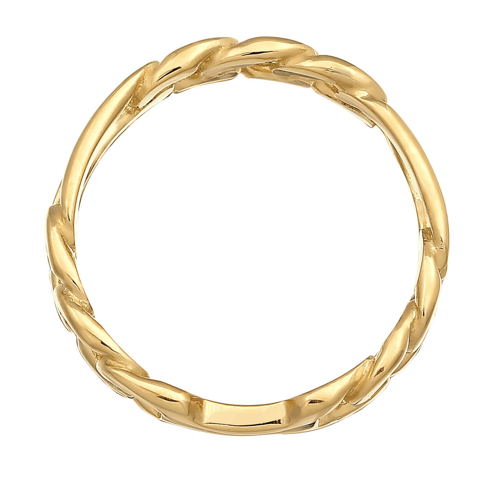 Gold Cincin Perhiasan Perak 925 Wanita Figaro Link Gold Plated