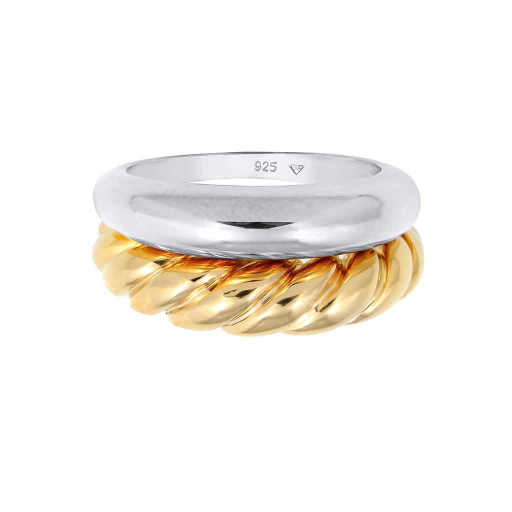 Colored Cincin Perhiasan Perak 925 Wanita Band Set Twisted Blogger Chunky Trend Gold Plated