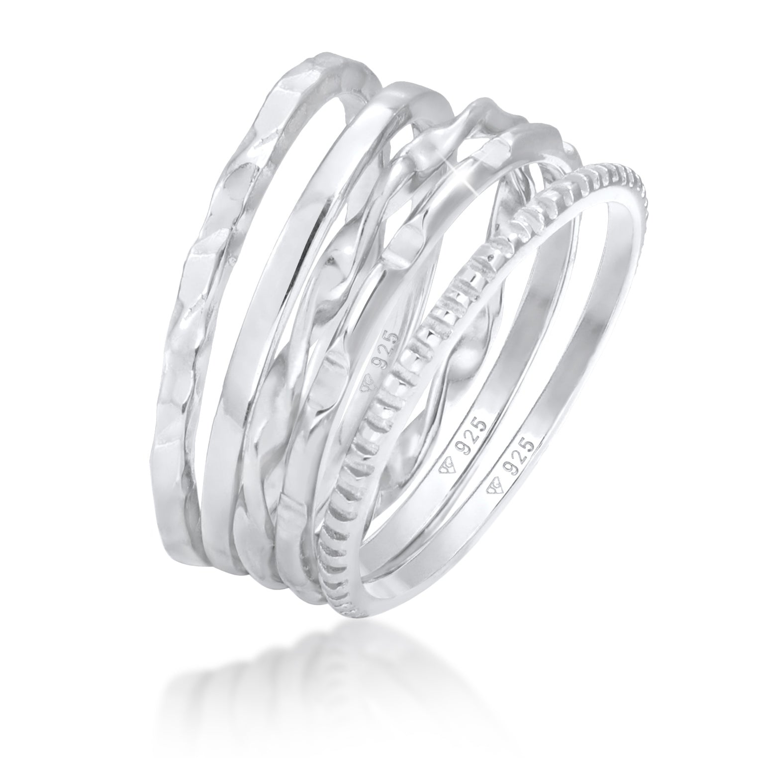 Silver Cincin Perhiasan Perak 925 Wanita Stacking Set of 5 Basic Minimal Filigree Trend