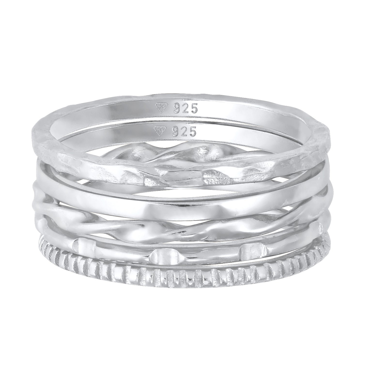 Silver Cincin Perhiasan Perak 925 Wanita Stacking Set of 5 Basic Minimal Filigree Trend