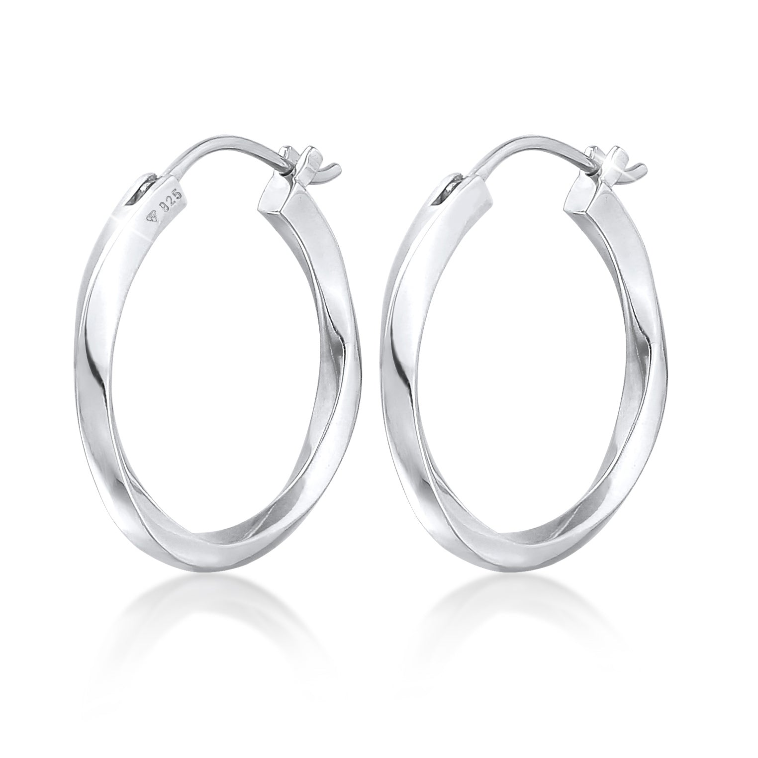 Silver Perhiasan Wanita Perak Asli - Silver Anting Creoles Twisted Trend Basic