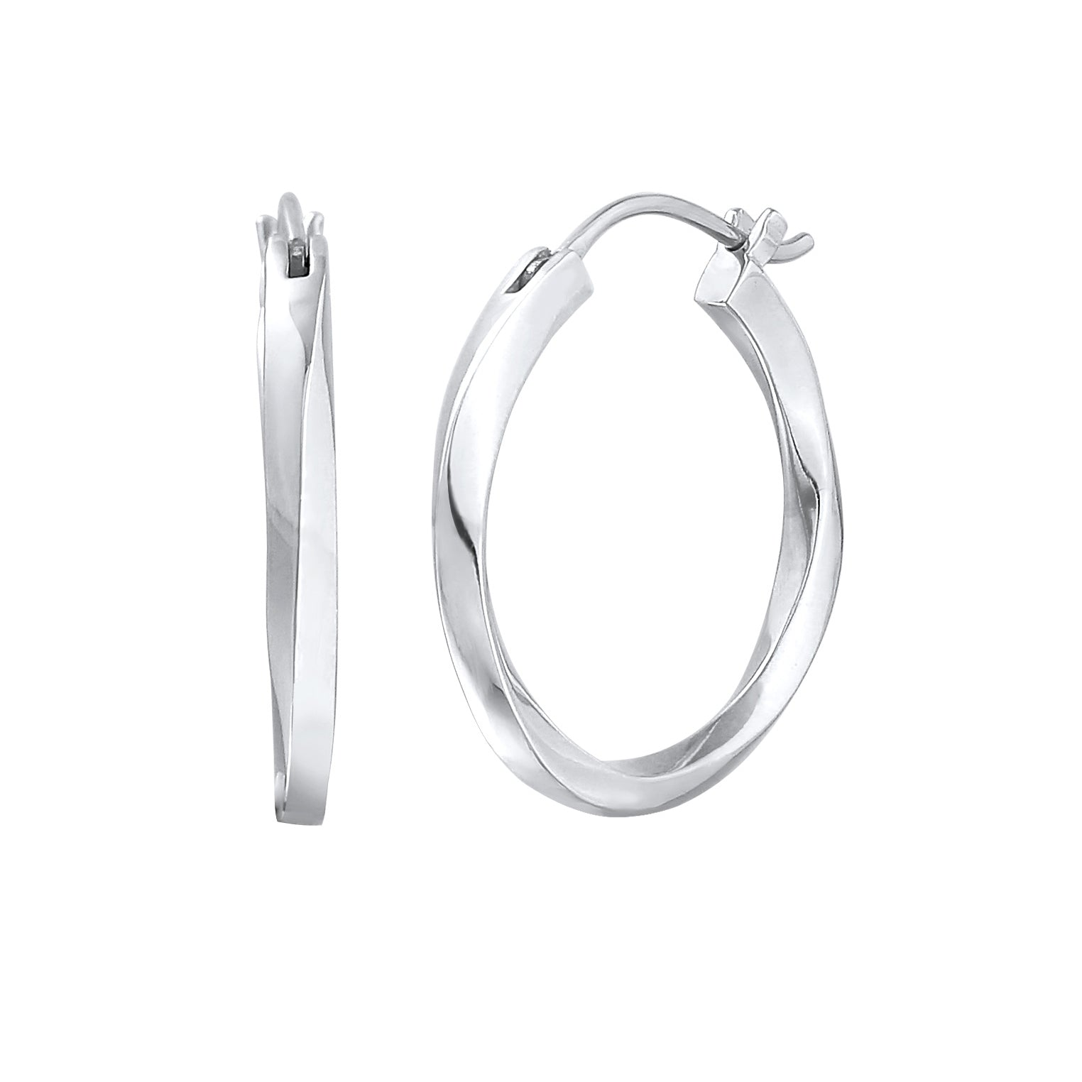 Silver Perhiasan Wanita Perak Asli - Silver Anting Creoles Twisted Trend Basic
