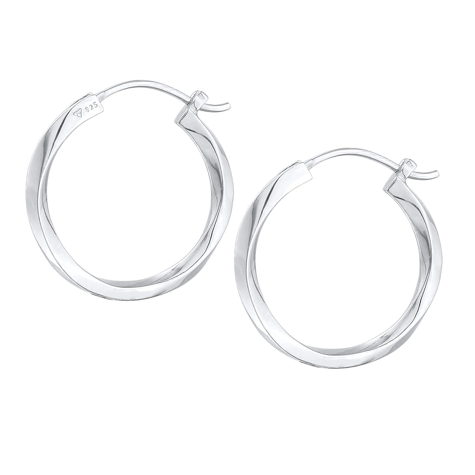 Silver Perhiasan Wanita Perak Asli - Silver Anting Creoles Twisted Trend Basic