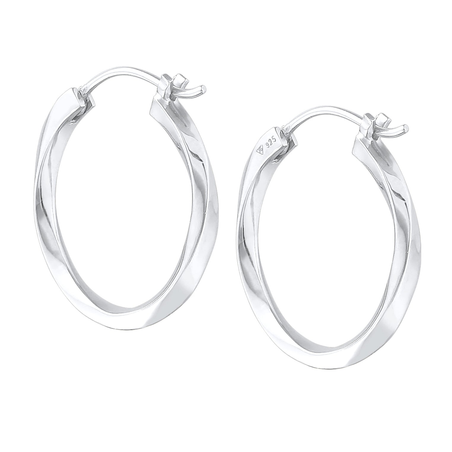 Silver Perhiasan Wanita Perak Asli - Silver Anting Creoles Twisted Trend Basic