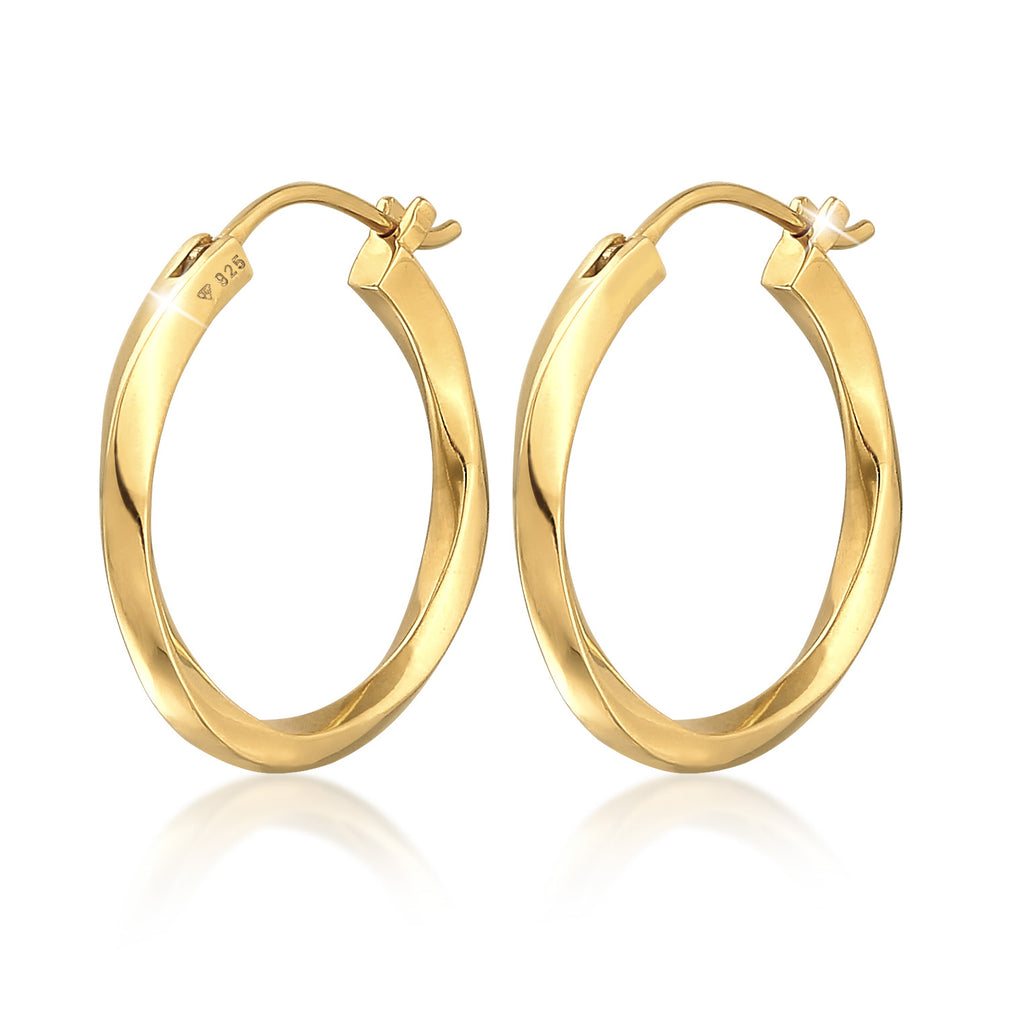 Twisted Hoop Earrings 925 Silver Gold Plated