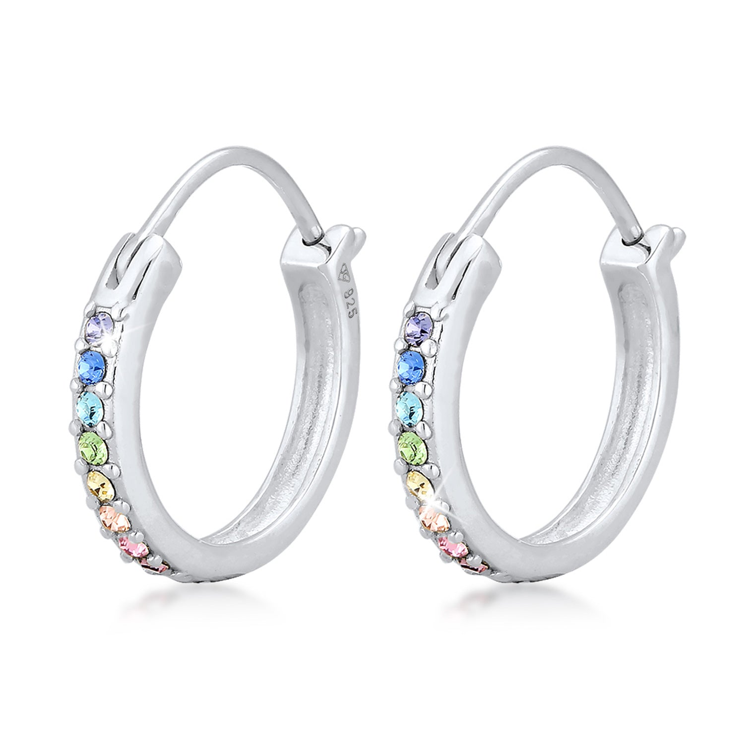 Silver Perhiasan Wanita Perak Asli - Silver Anting Creol Color Full Crystals