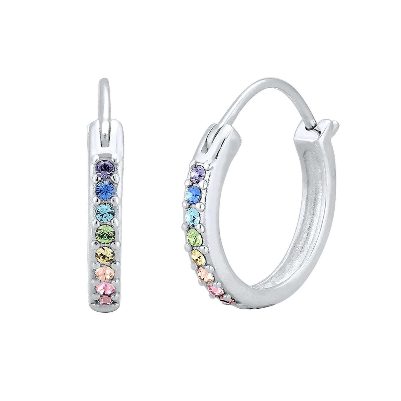 Silver Perhiasan Wanita Perak Asli - Silver Anting Creol Color Full Crystals