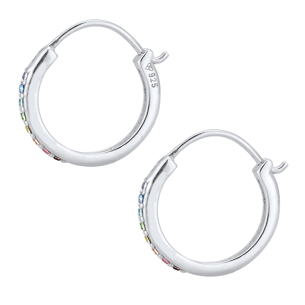 Silver Perhiasan Wanita Perak Asli - Silver Anting Creol Color Full Crystals