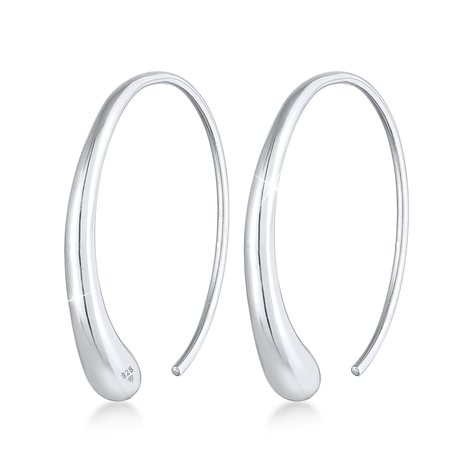 Silver Perhiasan Wanita Perak Asli - Silver Anting Creoles Drop Oval Open Trend Blogger
