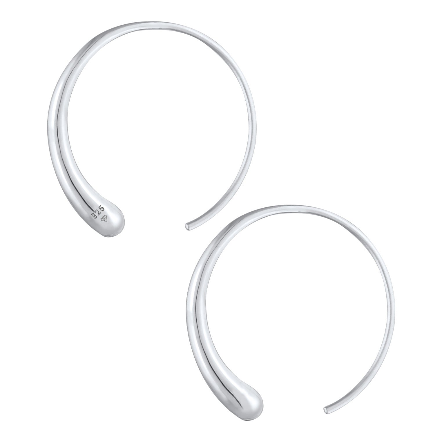 Silver Perhiasan Wanita Perak Asli - Silver Anting Creoles Drop Oval Open Trend Blogger