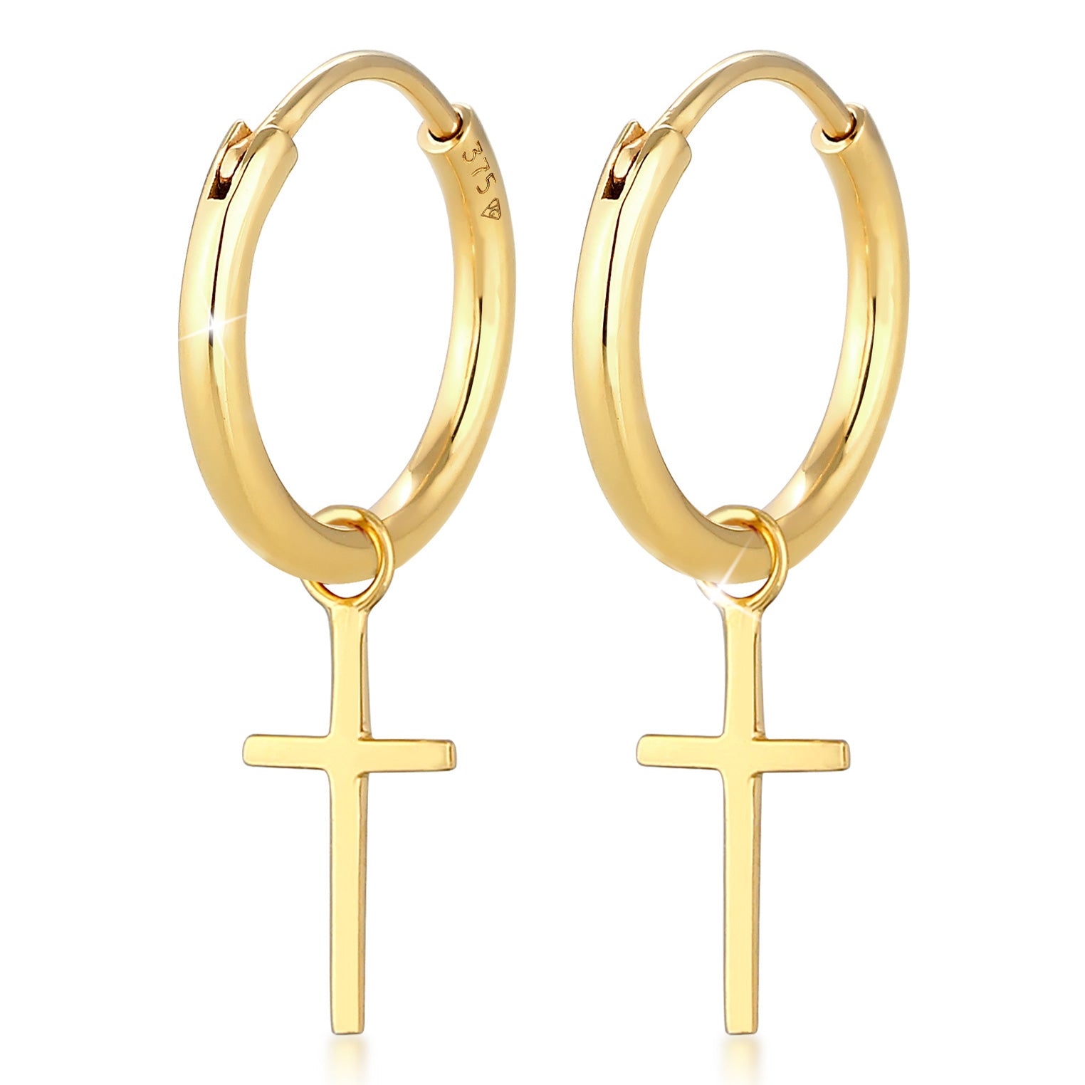 Gold Perhiasan Wanita Emas Asli 375 (9K) Anting Creole Cross