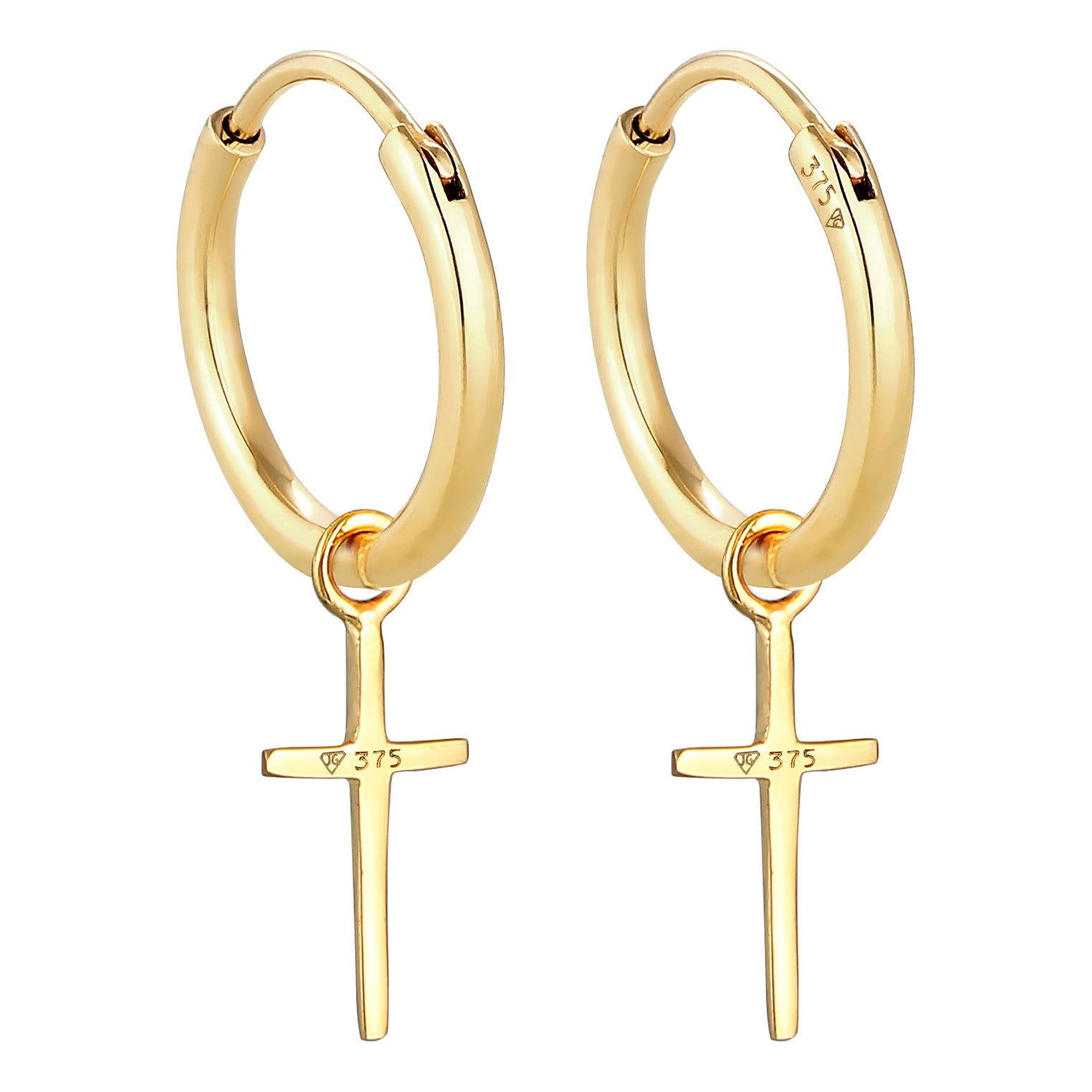 Gold Perhiasan Wanita Emas Asli 375 (9K) Anting Creole Cross