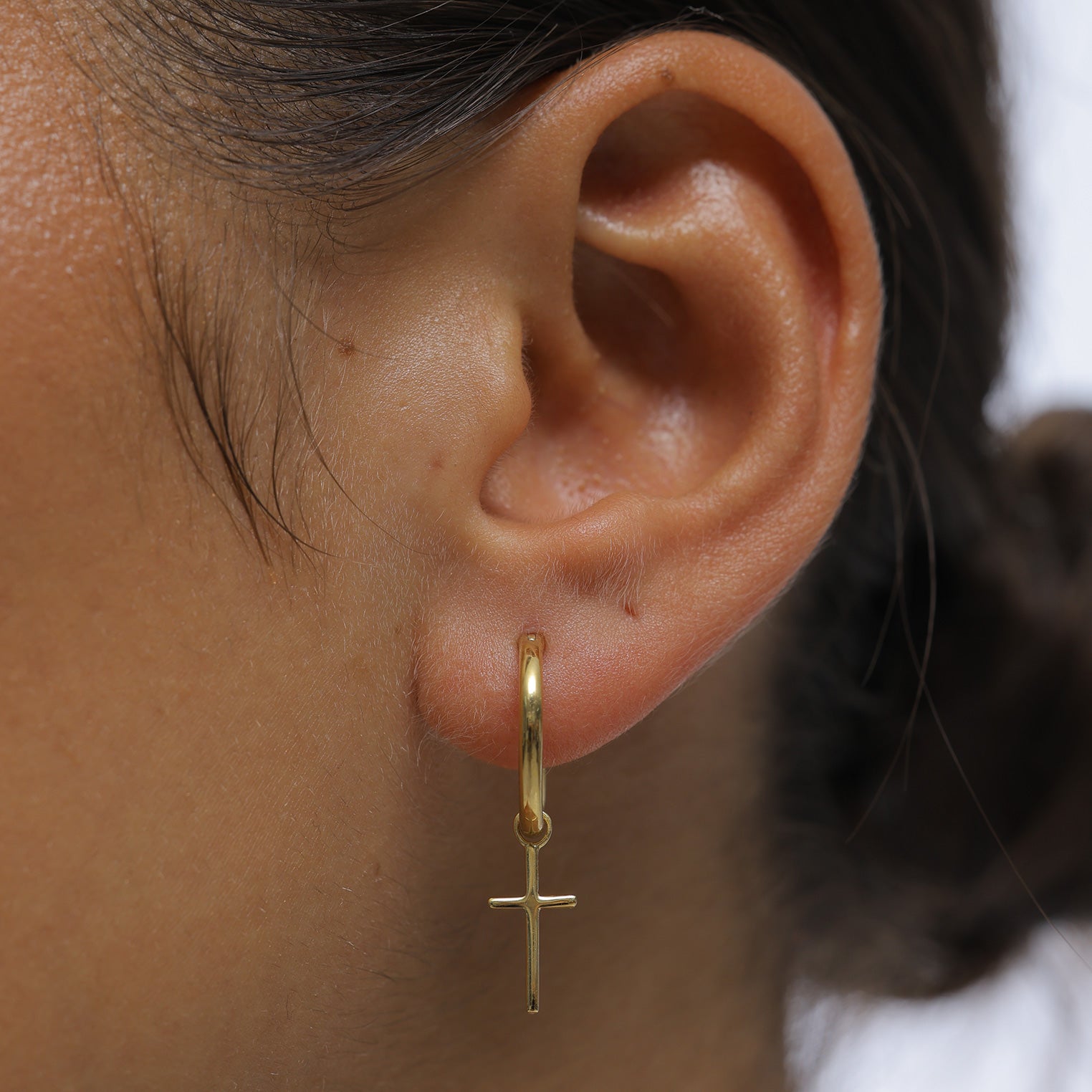 Gold Perhiasan Wanita Emas Asli 375 (9K) Anting Creole Cross