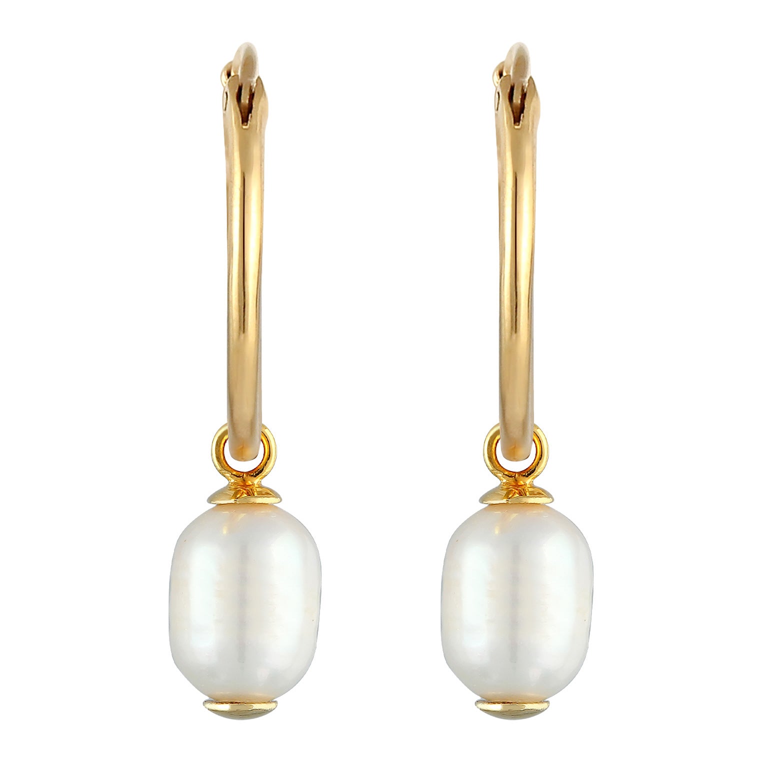 Gold Perhiasan Wanita Perak Asli - Silver Anting Creol Mutiara Air Tawar Asli Gold Plated