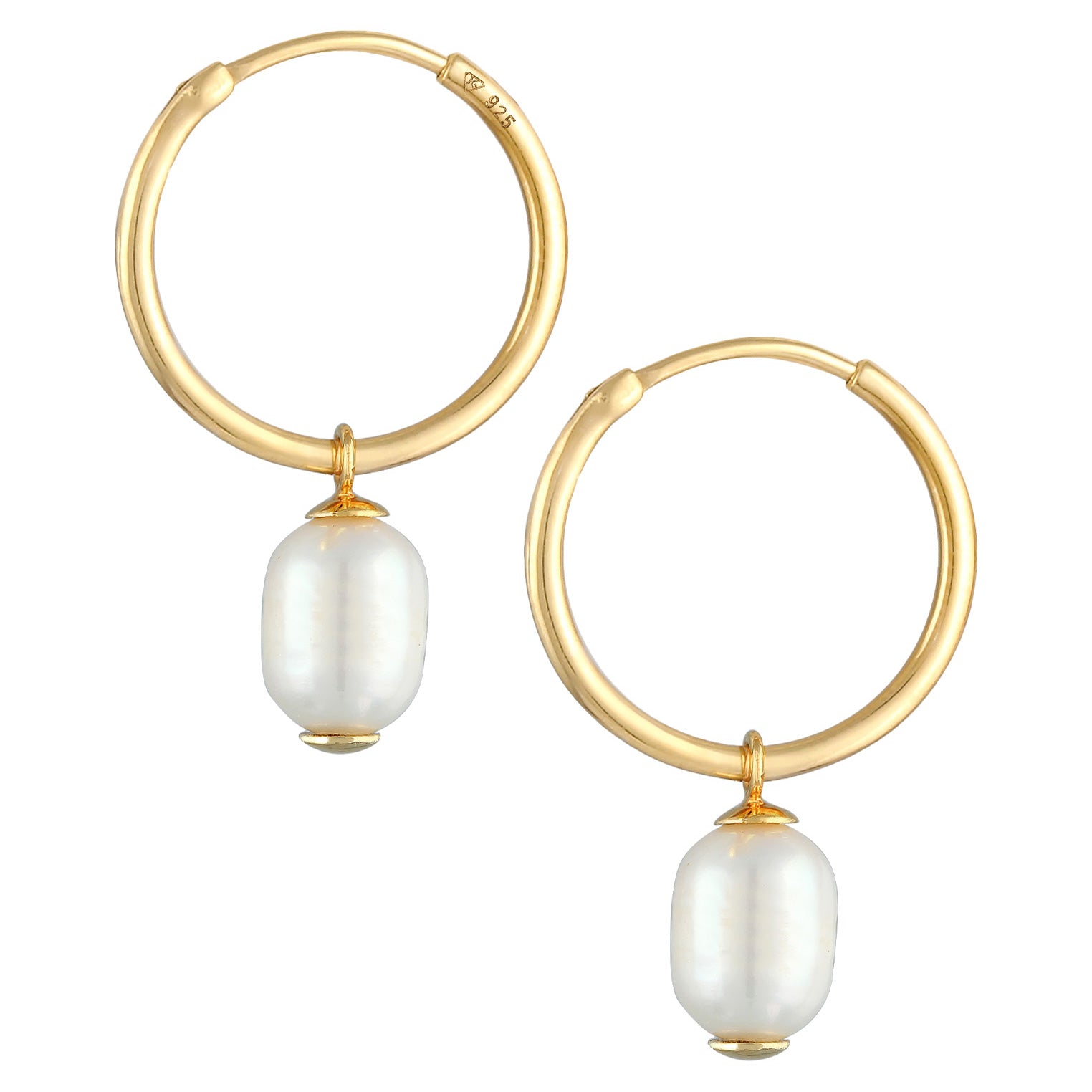 Gold Perhiasan Wanita Perak Asli - Silver Anting Creol Mutiara Air Tawar Asli Gold Plated