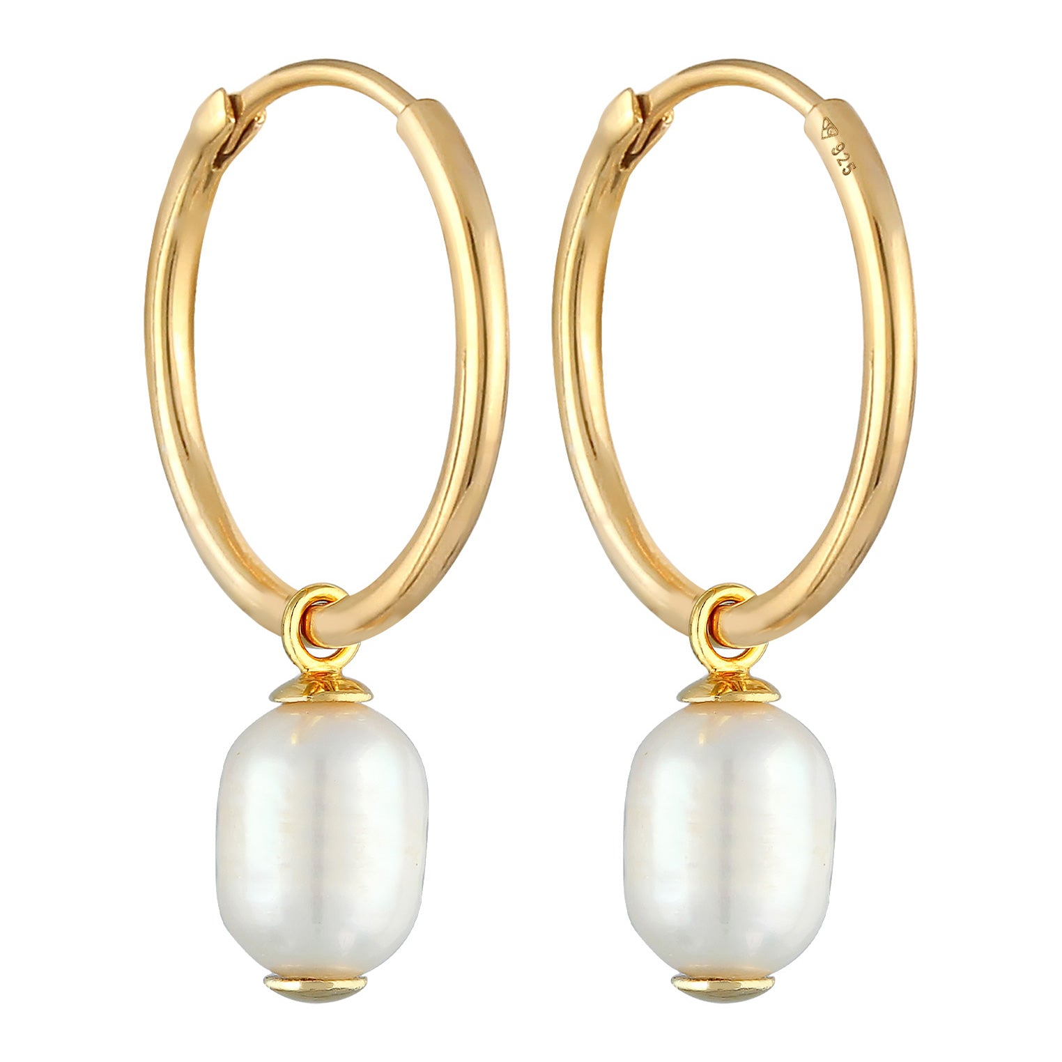 Gold Perhiasan Wanita Perak Asli - Silver Anting Creol Mutiara Air Tawar Asli Gold Plated