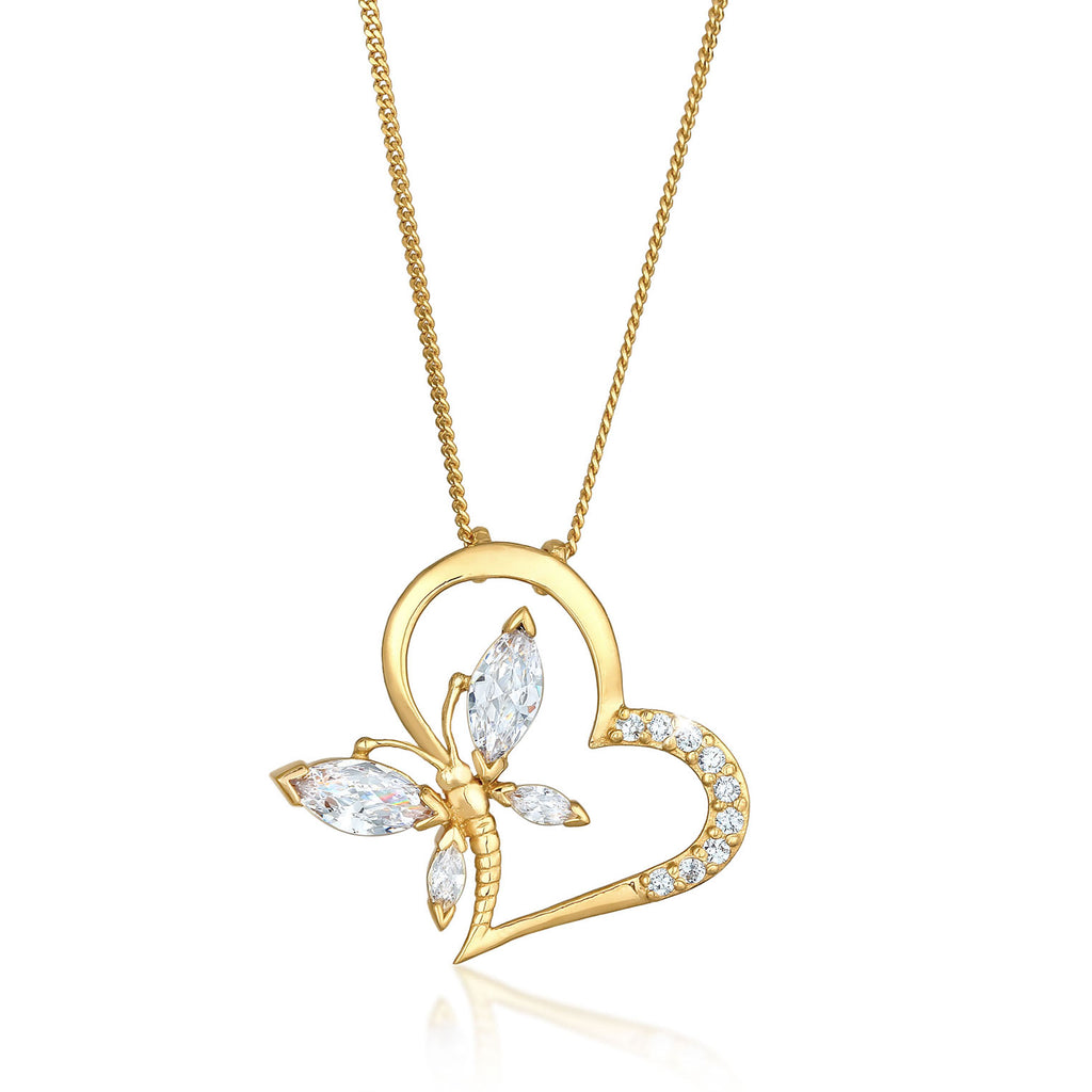 Gold Perhiasan Wanita Perak Asli - Silver Kalung Heart Gold-Plated