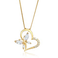 Kalung perak 925 lapis emas dengan liontin kupu-kupu kristal elegan Elli Jewelry