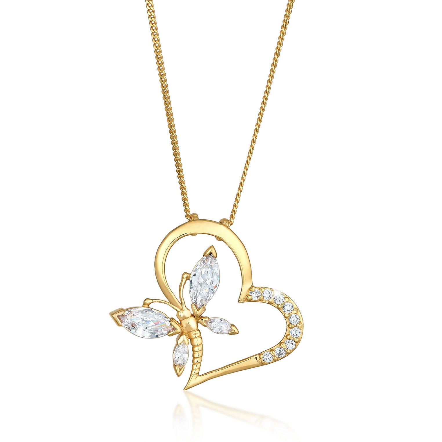 Gold Perhiasan Wanita Perak Asli - Silver Kalung Heart Gold-Plated