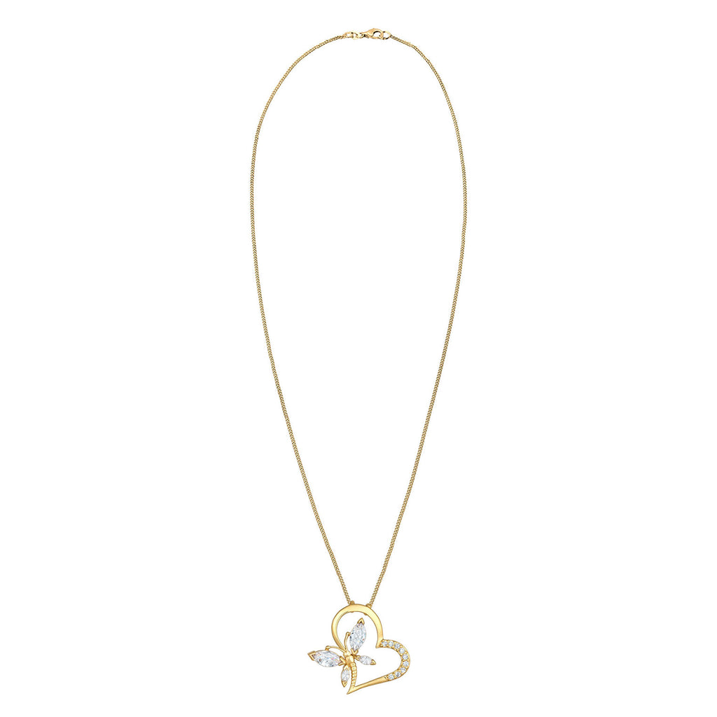 Gold Perhiasan Wanita Perak Asli - Silver Kalung Heart Gold-Plated