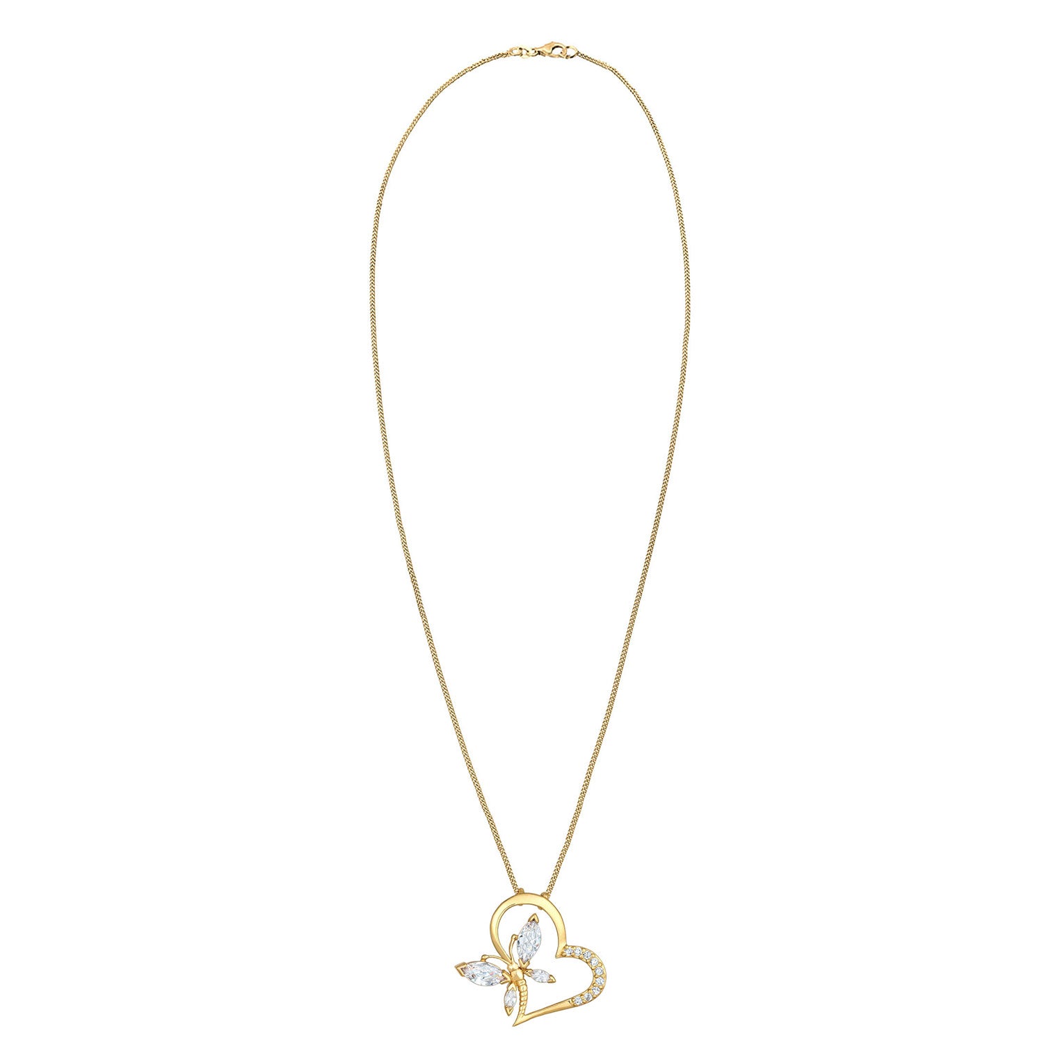 Gold Perhiasan Wanita Perak Asli - Silver Kalung Heart Gold-Plated