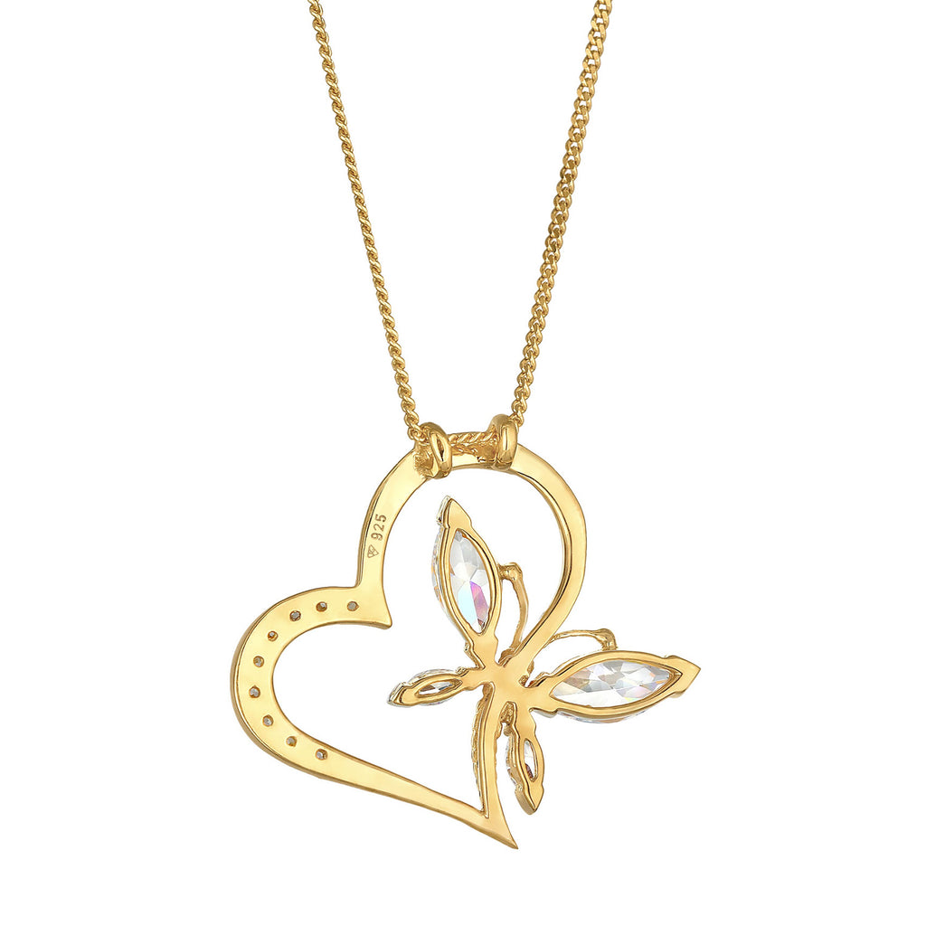 Gold Perhiasan Wanita Perak Asli - Silver Kalung Heart Gold-Plated
