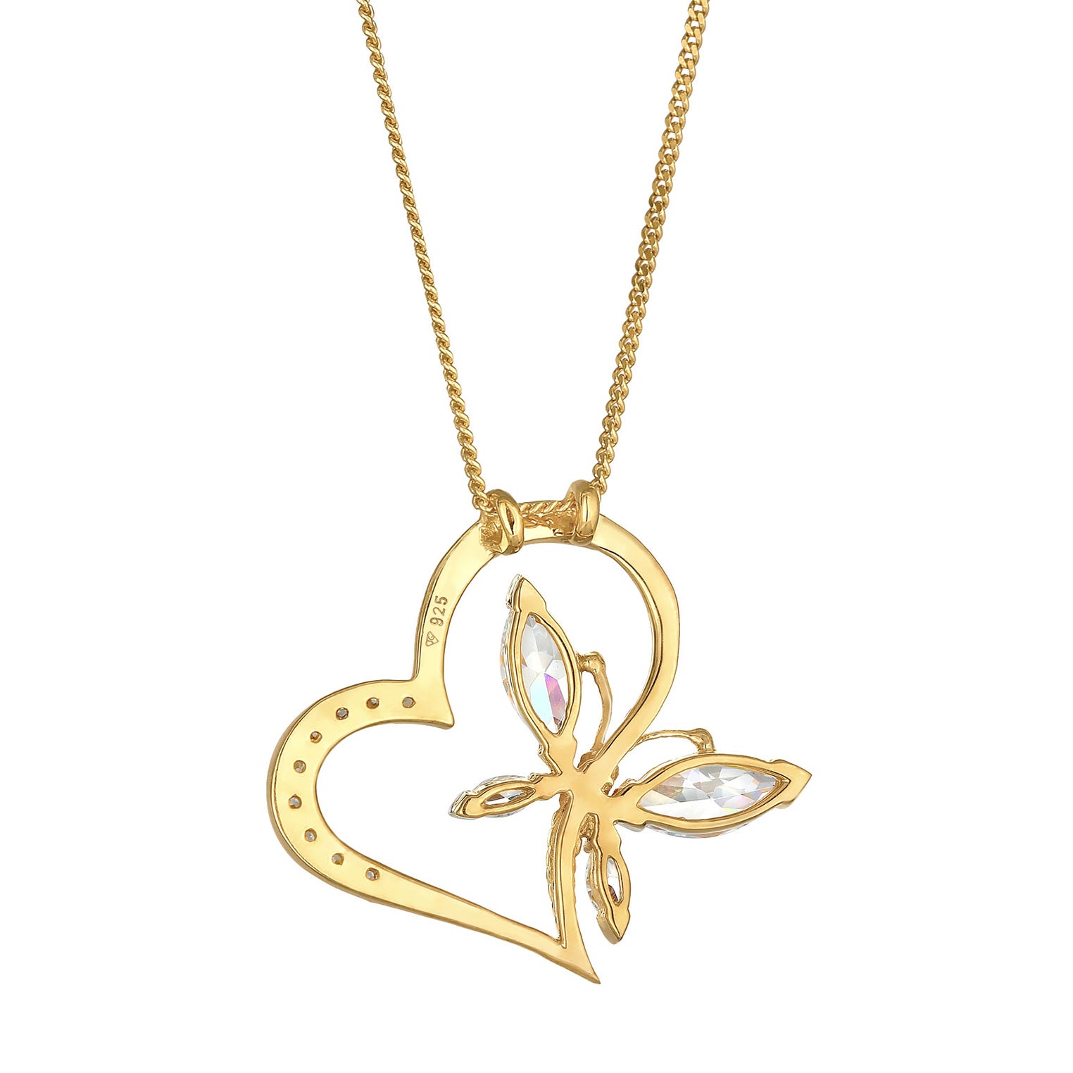 Gold Perhiasan Wanita Perak Asli - Silver Kalung Heart Gold-Plated