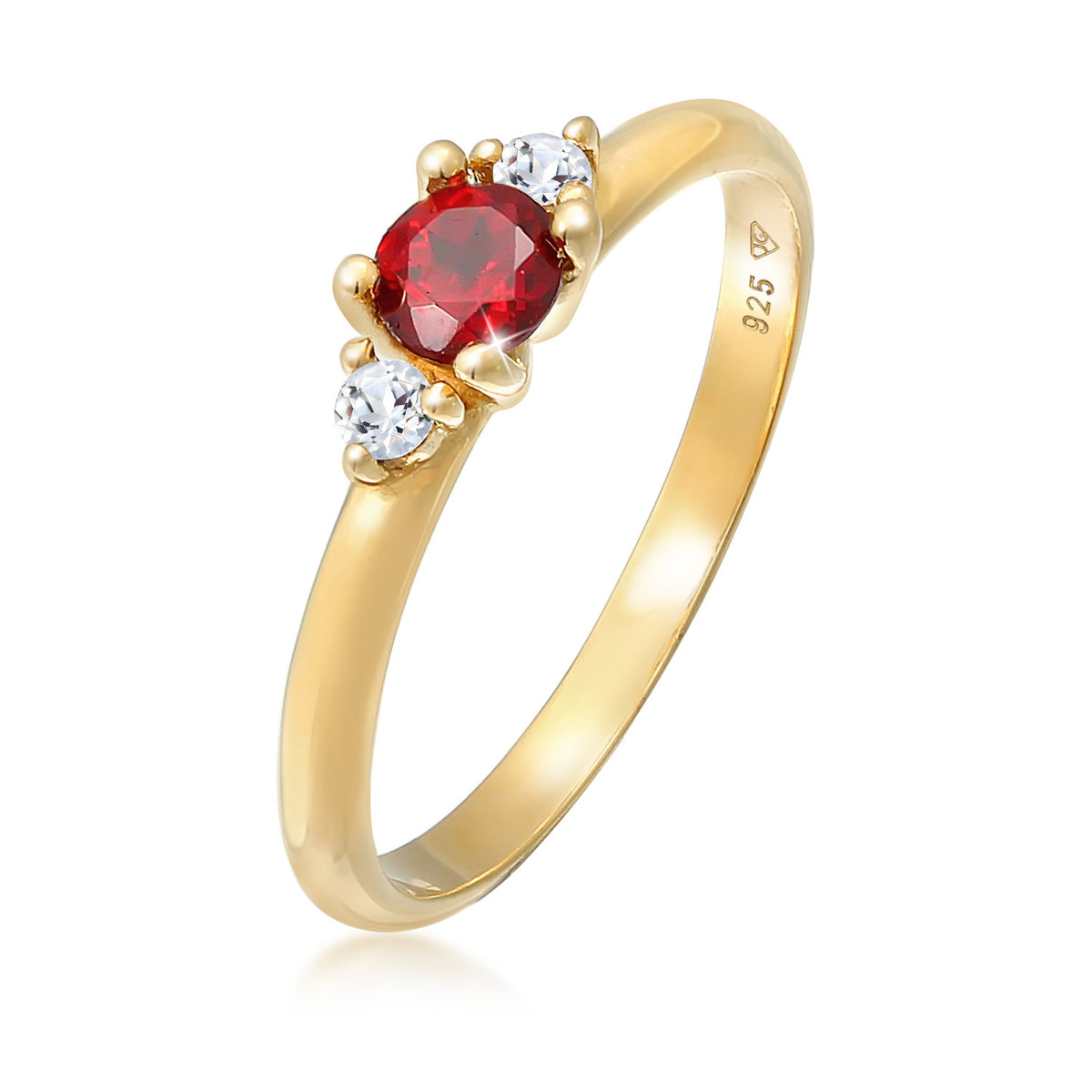 Gold - Elli PREMIUM | Garnet Topaz Band Ring 925 Silver Gold Plated