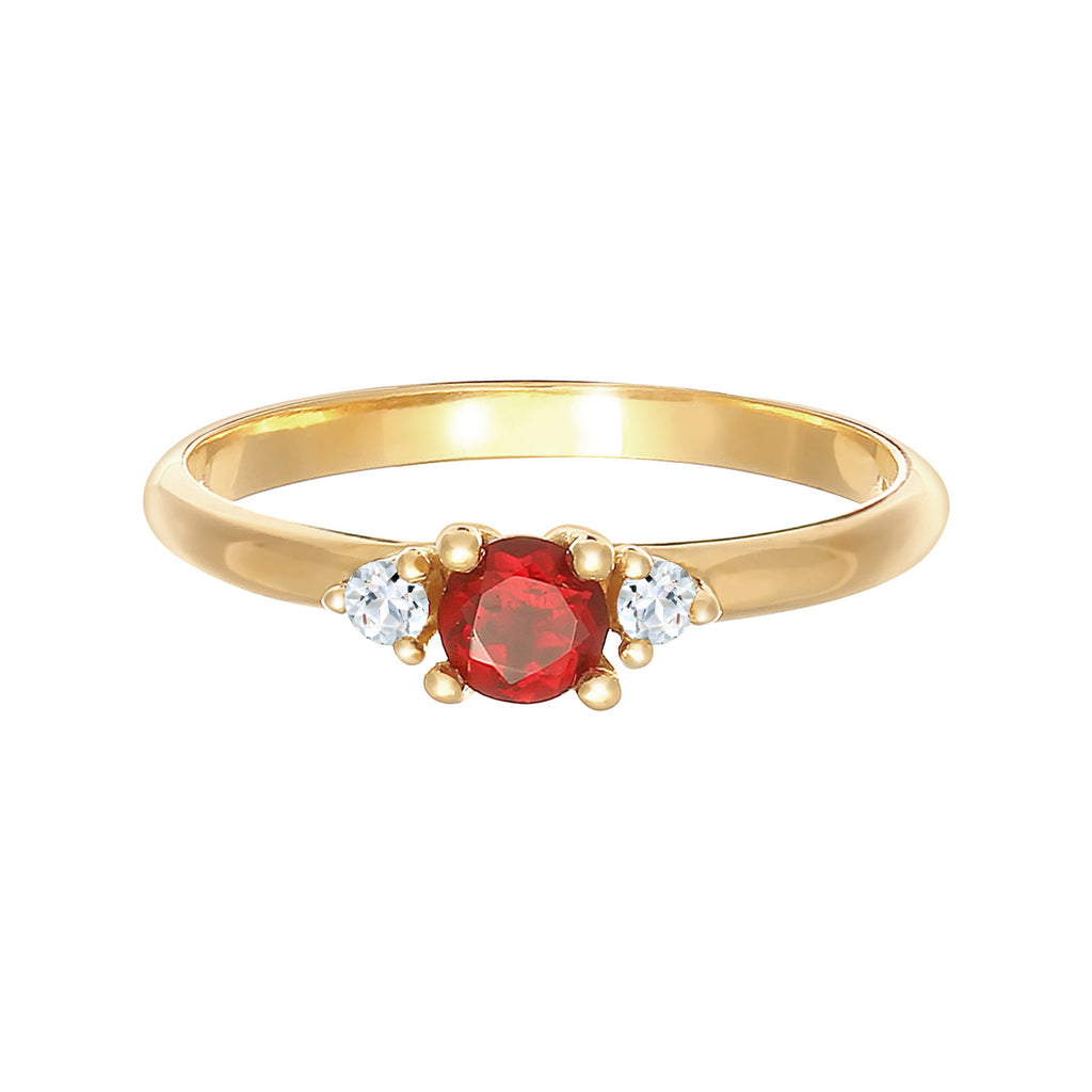 Garnet Topaz Band Ring 925 Silver Gold Plated