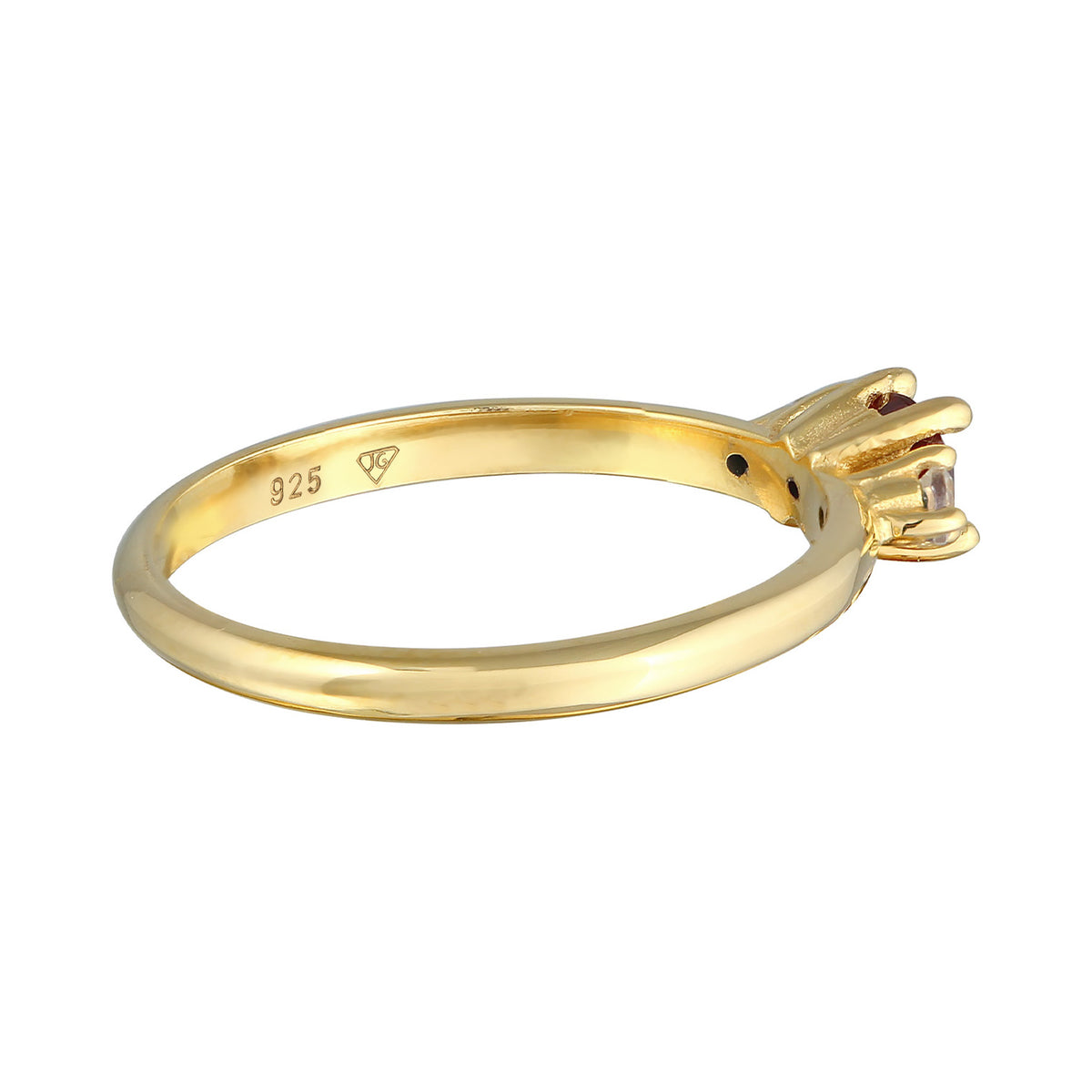 Ring Classic Garnet and Topaz Gemstone in 925 Sterling Silver Gold Plated